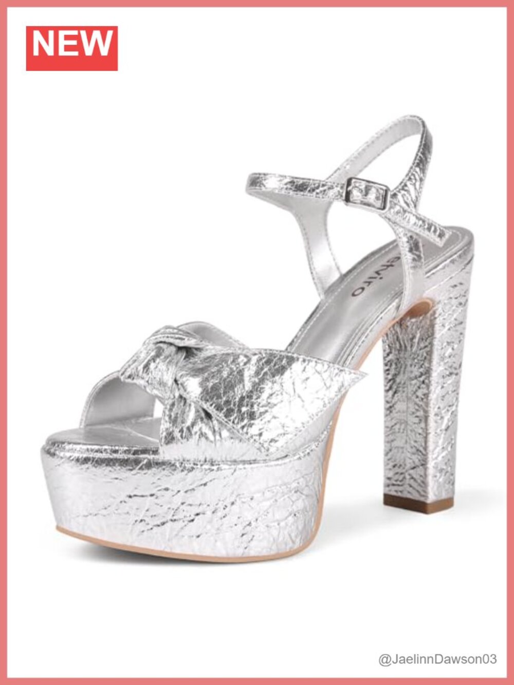 Women's Platform Block Heel Bow Ankle Strap Sandals